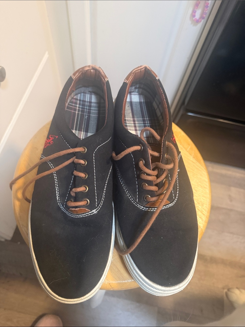 Original Use Black Canvas Sneakers with Brown Accents